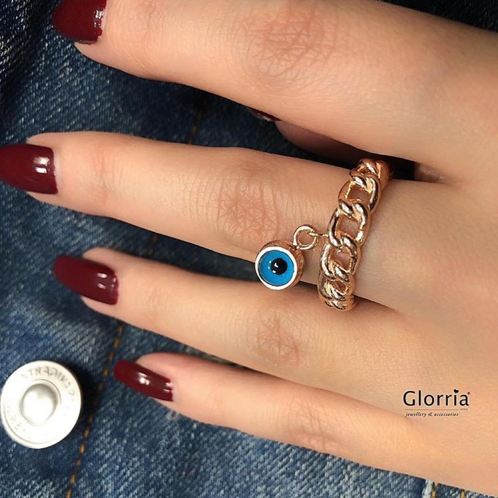 Glorria 925k Sterling Silver Chain Detail Eye Ring