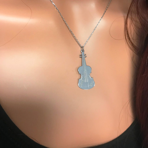 Glorria 925k Sterling Silver Personalized Name Violin Silver Necklace Glorria 925k Sterling Silver Personalized Name Violin Silver Necklace