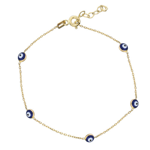 Glorria 14k Solid Gold Evil Bead Bracelet Glorria 14k Solid Gold Evil Bead Bracelet