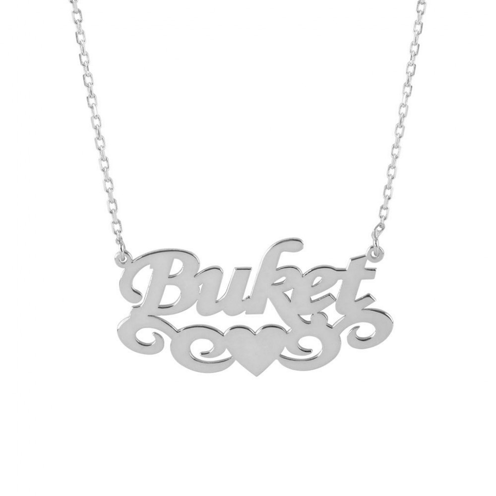 Glorria 925k Sterling Silver Personalized Name Heart Silver Necklace GLR532