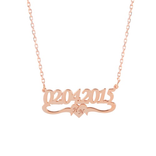 Glorria 925k Sterling Silver Personalized Date Silver Necklace GLR538 Glorria 925k Sterling Silver Personalized Date Silver Necklace GLR538
