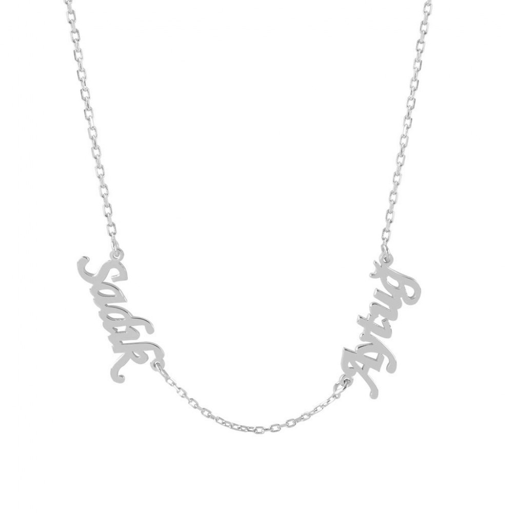 Glorria Personalized 2 Name Silver Necklace GLR544