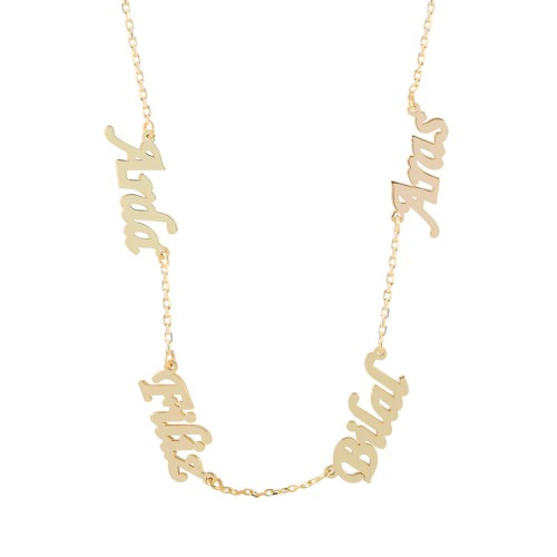 Glorria 925k Sterling Silver Personalized 4 Name Silver Necklace GLR545 Glorria 925k Sterling Silver Personalized 4 Name Silver Necklace GLR545