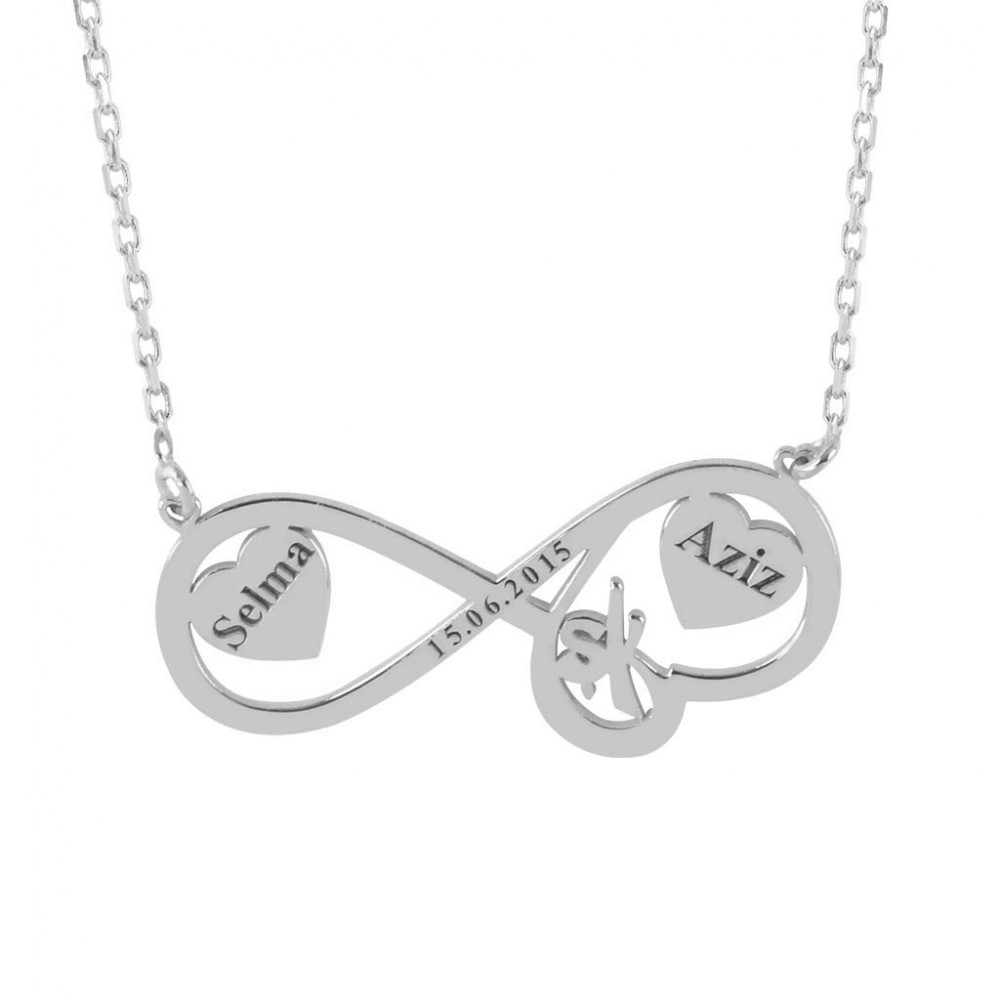 Glorria 925k Sterling Silver Personalized Name Infinity Silver Necklace GLR564