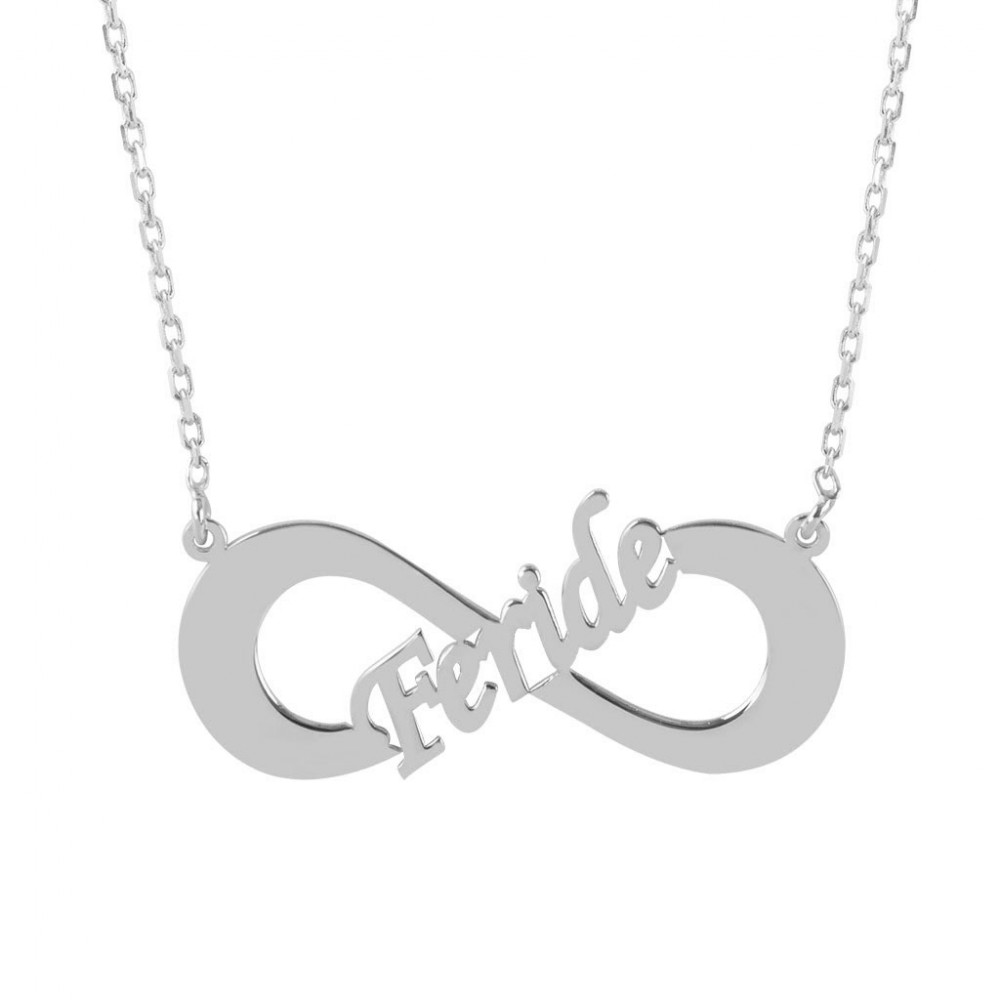 Glorria 925k Sterling Silver Personalized Name Infinity Silver Necklace GLR558