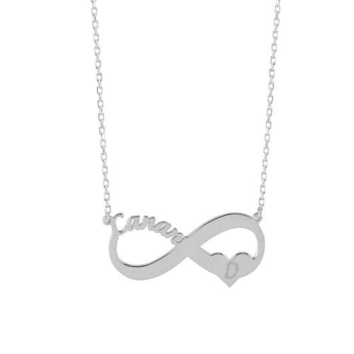 Glorria 925k Sterling Silver Personalized Name Infinity Silver Necklace GLR554 Glorria 925k Sterling Silver Personalized Name Infinity Silver Necklace GLR554