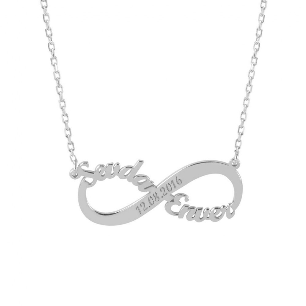 Glorria 925k Sterling Silver Personalized Name Infinity Silver Necklace GLR553
