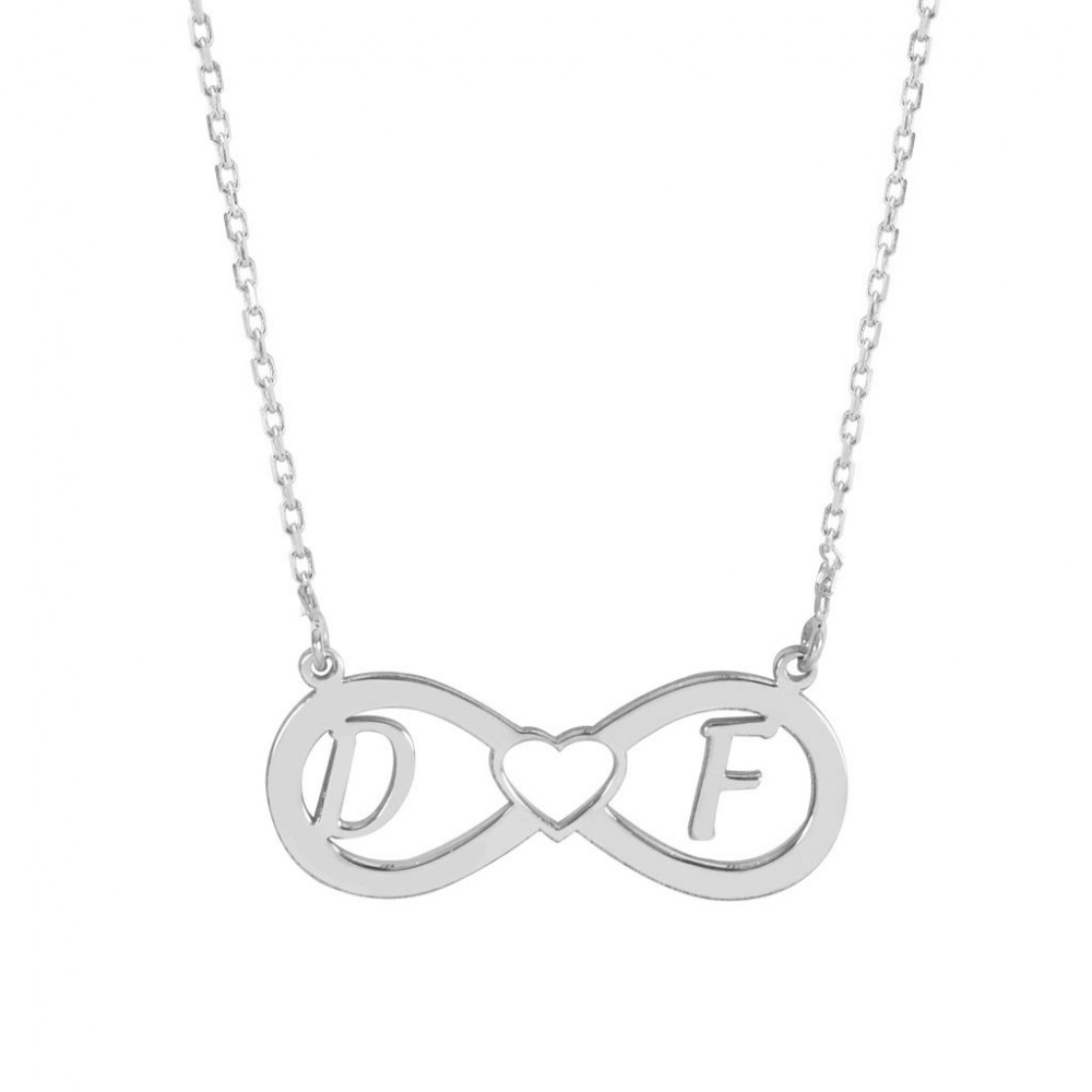 Glorria 925k Sterling Silver Personalized Letter Infinity Silver Necklace GLR560