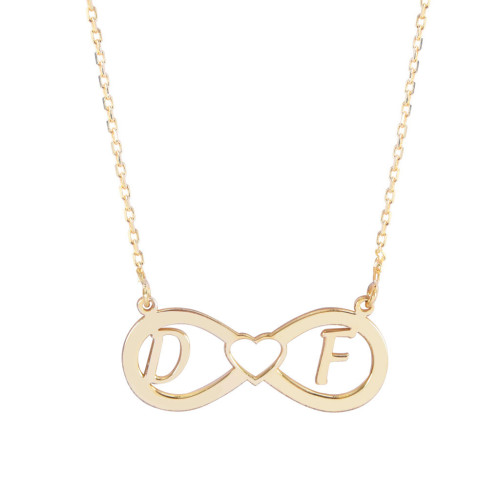 Glorria 925k Sterling Silver Personalized Letter Infinity Silver Necklace GLR560 Glorria 925k Sterling Silver Personalized Letter Infinity Silver Necklace GLR560
