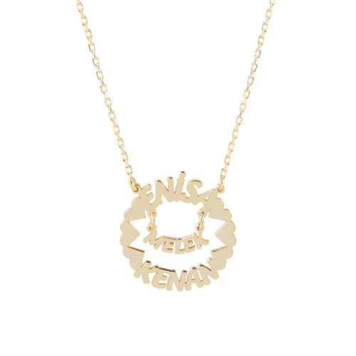 Glorria 925k Sterling Silver Personalized 3 Name Silver Necklace GLR614 Glorria 925k Sterling Silver Personalized 3 Name Silver Necklace GLR614