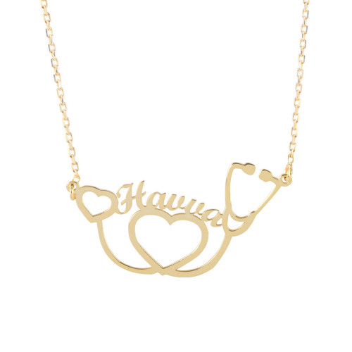 Glorria 925k Sterling Silver Personalized Name Stethoscope Silver Necklace GLR642 Glorria 925k Sterling Silver Personalized Name Stethoscope Silver Necklace GLR642