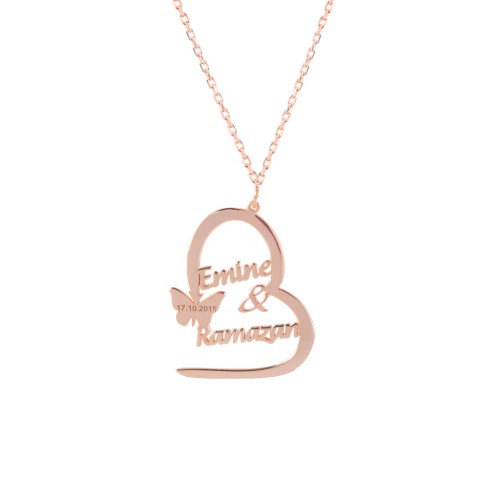 Glorria 925k Sterling Silver Personalized Name Heart Silver Necklace GLR610 Glorria 925k Sterling Silver Personalized Name Heart Silver Necklace GLR610