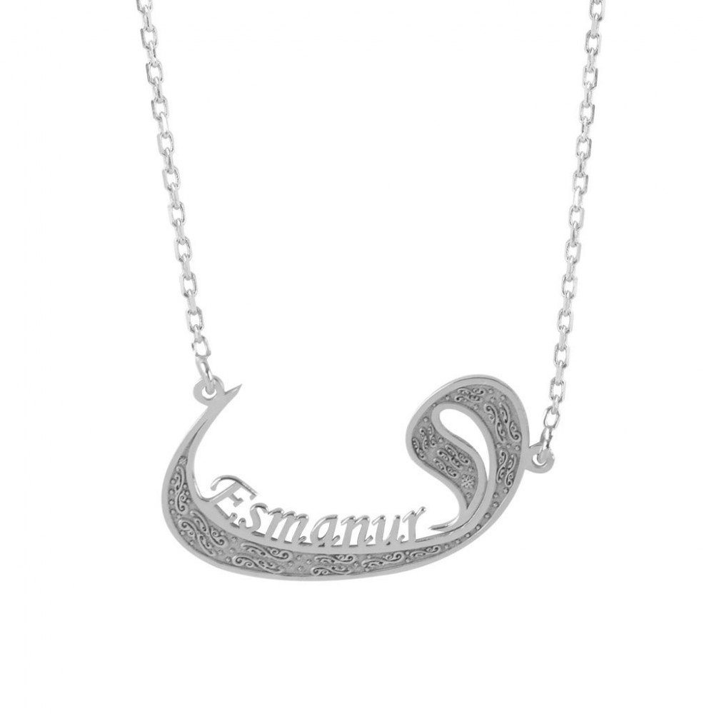 Glorria 925k Sterling Silver Personalized Name Vav Silver Necklace GLR638