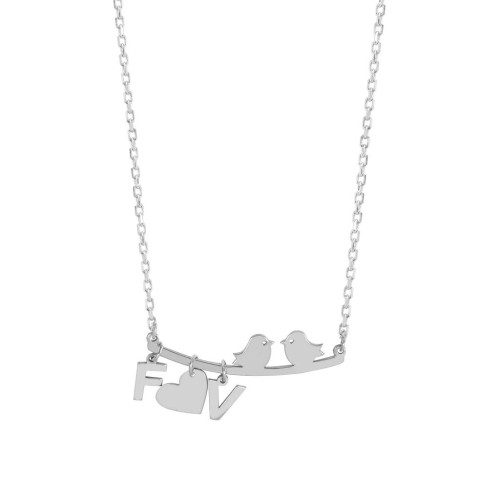Glorria 925k Sterling Silver Personalized Letter Bird Silver Necklace GLR651 Glorria 925k Sterling Silver Personalized Letter Bird Silver Necklace GLR651