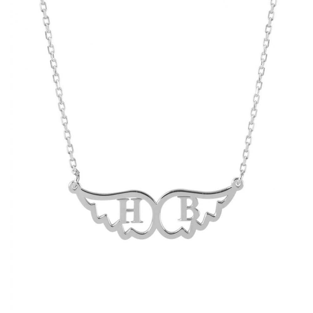 Glorria 925k Sterling Silver Personalized Letter Wing Silver Necklace GLR633