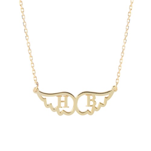 Glorria 925k Sterling Silver Personalized Letter Wing Silver Necklace GLR633 Glorria 925k Sterling Silver Personalized Letter Wing Silver Necklace GLR633