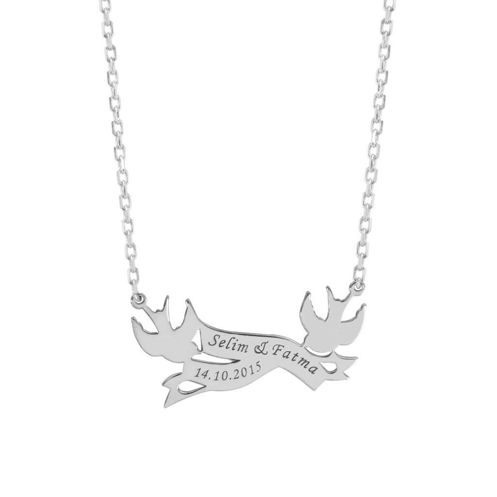 Glorria 925k Sterling Silver Personalized Name SwallowSilver Necklace GLR624