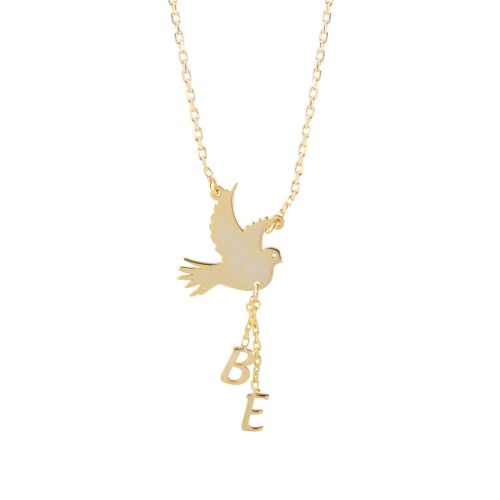 Glorria 925k Sterling Silver Personalized Letter Bird Silver Necklace GLR652 Glorria 925k Sterling Silver Personalized Letter Bird Silver Necklace GLR652