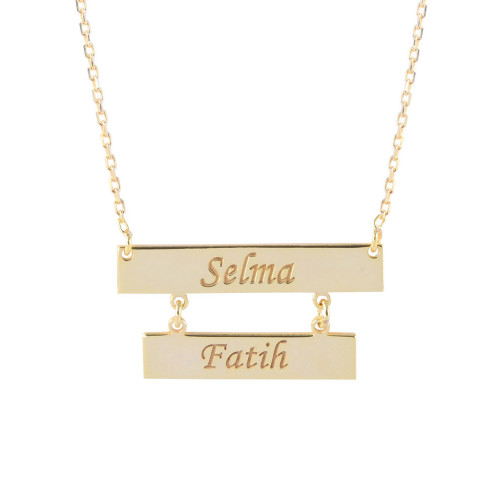 Glorria 925k Sterling Silver Personalized 2 Name Silver Necklace GLR669 Glorria 925k Sterling Silver Personalized 2 Name Silver Necklace GLR669