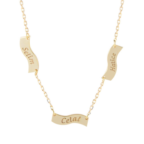 Glorria 925k Sterling Silver Personalized 3 Name Silver Necklace GLR625 Glorria 925k Sterling Silver Personalized 3 Name Silver Necklace GLR625