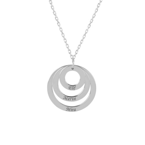 Glorria 925k Sterling Silver Personalized 3 Name Silver Necklace GLR575 Glorria 925k Sterling Silver Personalized 3 Name Silver Necklace GLR575