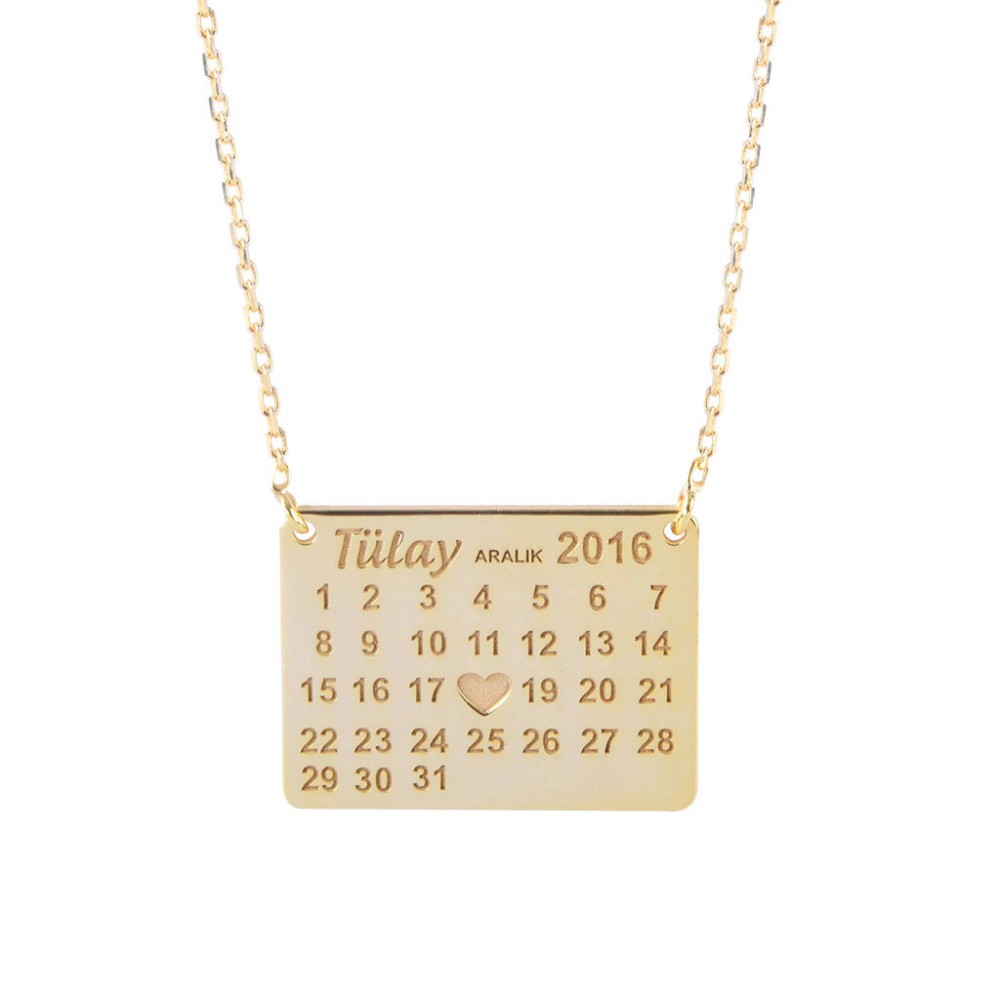 Glorria 925k Sterling Silver Personalized Calendar Silver Necklace GLR647