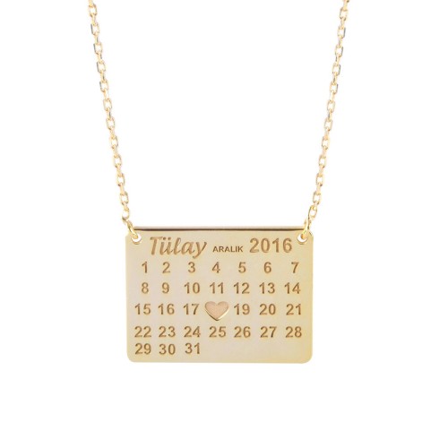 Glorria 925k Sterling Silver Personalized Calendar Silver Necklace GLR647 Glorria 925k Sterling Silver Personalized Calendar Silver Necklace GLR647