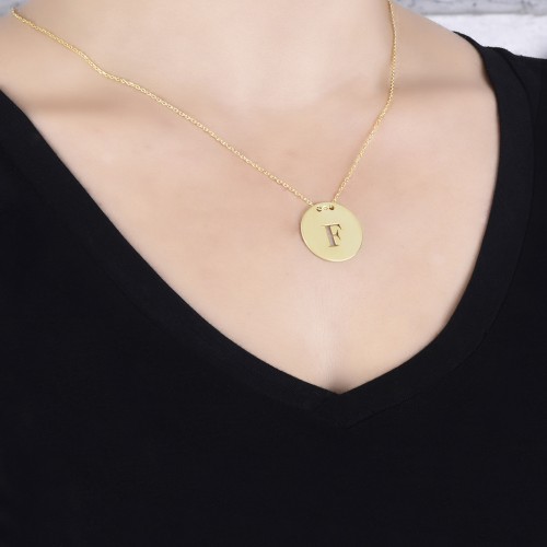 Glorria 925k Sterling Silver Personalized Letter Plate Silver Necklace GLR677 Glorria 925k Sterling Silver Personalized Letter Plate Silver Necklace GLR677