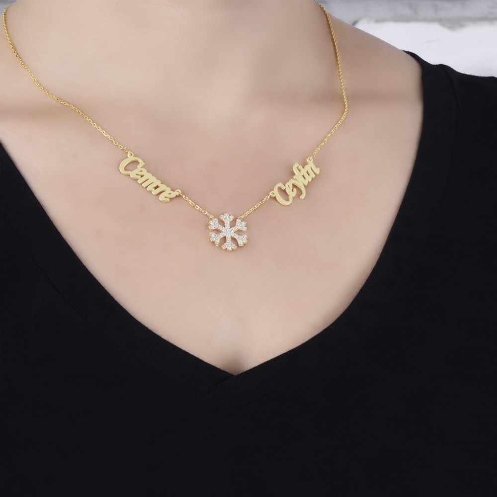 Glorria 925k Sterling Silver Personalized Name Snowflake Silver Necklace GLR727