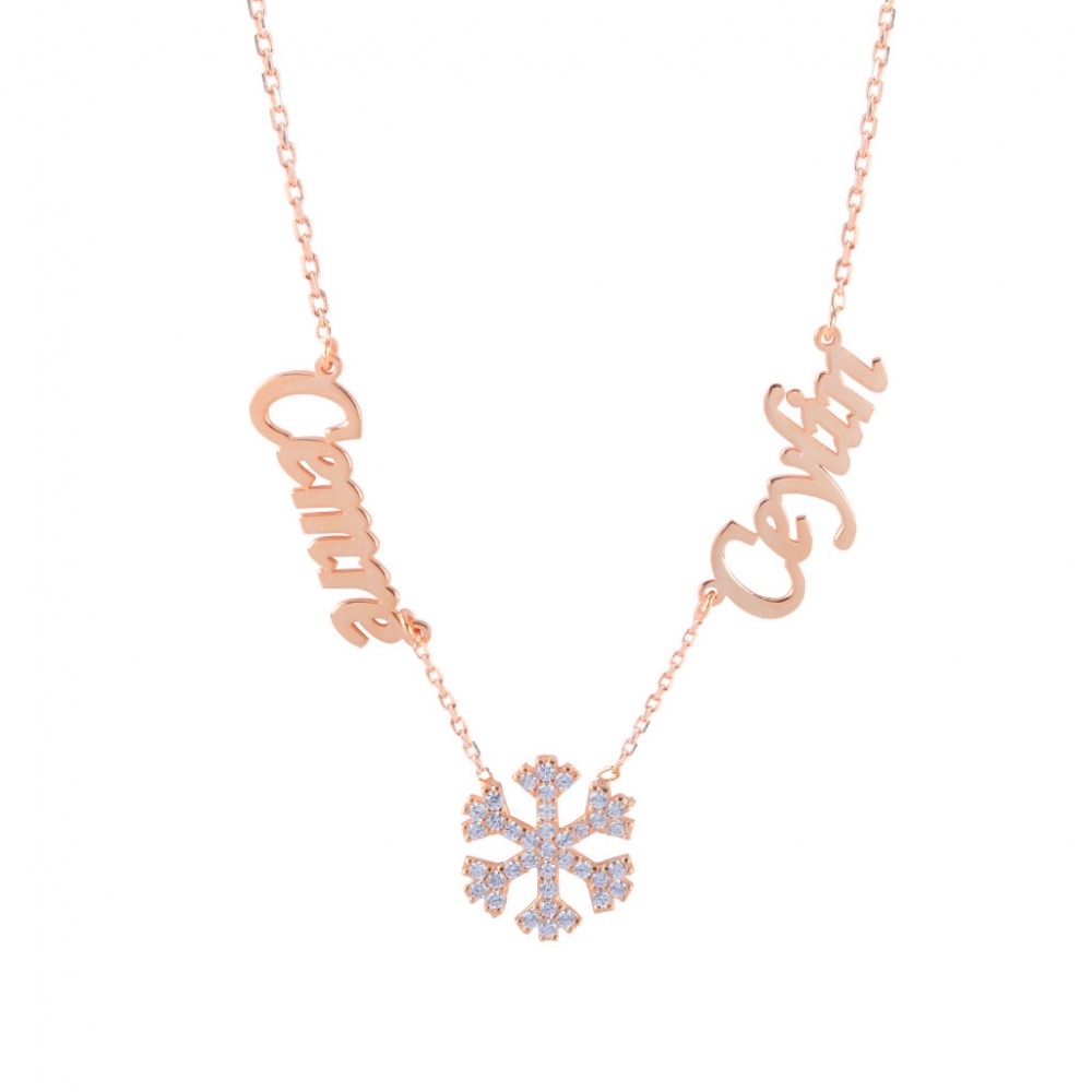 Glorria 925k Sterling Silver Personalized Name Snowflake Silver Necklace GLR727
