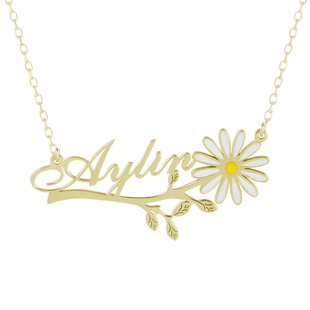 Glorria 925k Sterling Silver Personalized Name Silver Daisy Necklace
