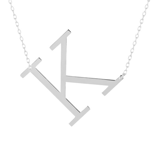 Glorria 925k Sterling Silver Personalized Letter Silver Necklace Glorria 925k Sterling Silver Personalized Letter Silver Necklace