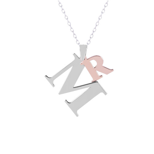 Glorria 925k Sterling Silver Personalized Letter Silver Necklace Glorria 925k Sterling Silver Personalized Letter Silver Necklace