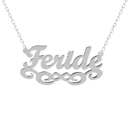 Glorria 925k Sterling Silver Personalized Name Silver Infinity Necklace Glorria 925k Sterling Silver Personalized Name Silver Infinity Necklace