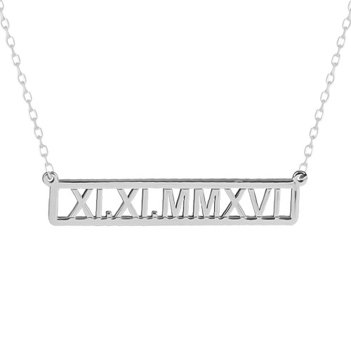 Glorria 925k Sterling Silver Personalized Date Silver Necklace Glorria 925k Sterling Silver Personalized Date Silver Necklace