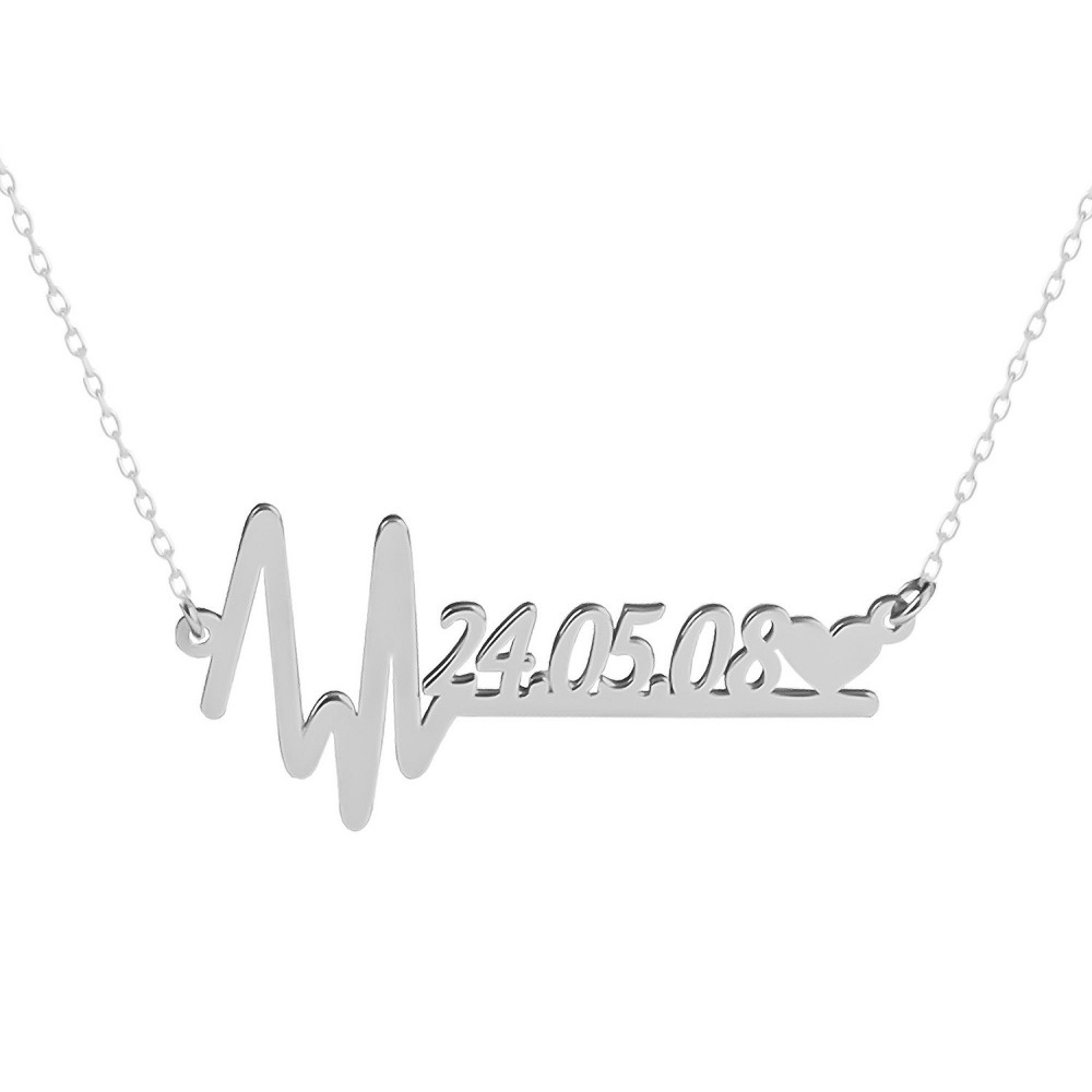 Glorria 925k Sterling Silver Personalized Date Silver Necklace