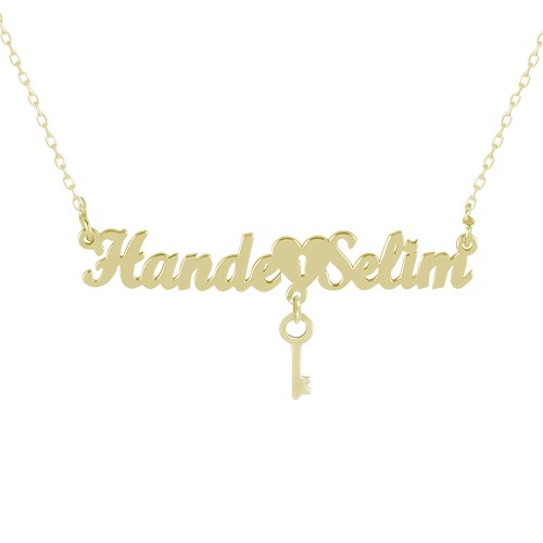 Glorria 925k Sterling Silver Personalized Heart Key Silver Necklace Glorria 925k Sterling Silver Personalized Heart Key Silver Necklace
