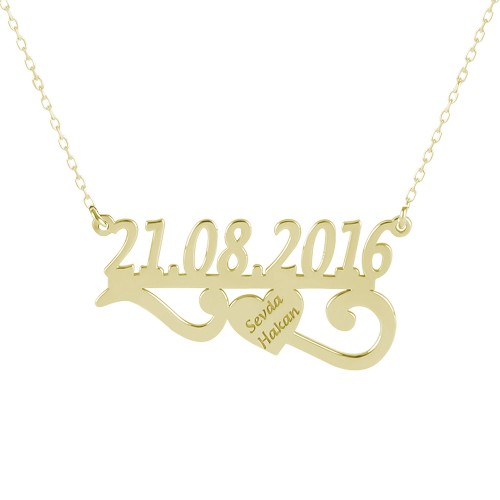 Glorria 925k Sterling Silver Personalized Heart Date Silver Necklace Glorria 925k Sterling Silver Personalized Heart Date Silver Necklace