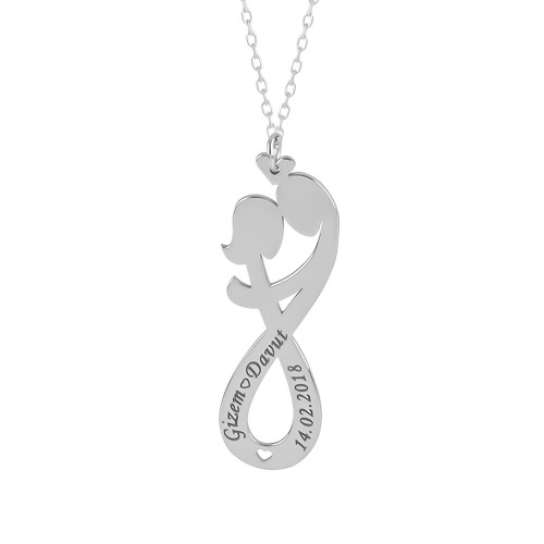 Glorria 925k Sterling Silver Personalized Name Love Silver Necklace Glorria 925k Sterling Silver Personalized Name Love Silver Necklace