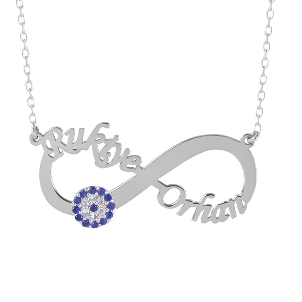 Glorria 925k Sterling Silver Personalized Name Infinity Silver Necklace