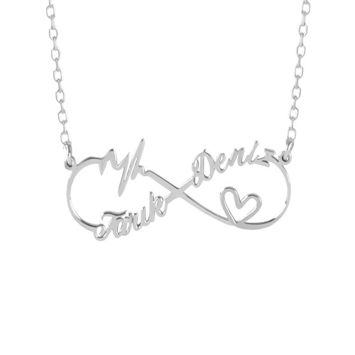 Glorria 925k Sterling Silver Personalized Name Infinity Silver Necklace Glorria 925k Sterling Silver Personalized Name Infinity Silver Necklace