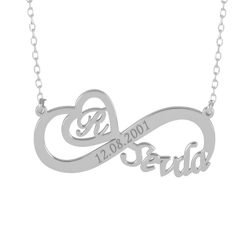 Glorria 925k Sterling Silver Personalized Name Infinity Silver Necklace Glorria 925k Sterling Silver Personalized Name Infinity Silver Necklace