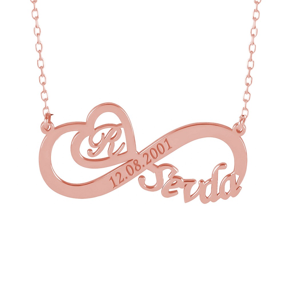 Glorria 925k Sterling Silver Personalized Name Infinity Silver Necklace