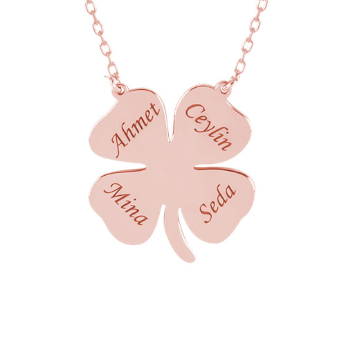Glorria 925k Sterling Silver Personalized Name Clover Silver Necklace Glorria 925k Sterling Silver Personalized Name Clover Silver Necklace