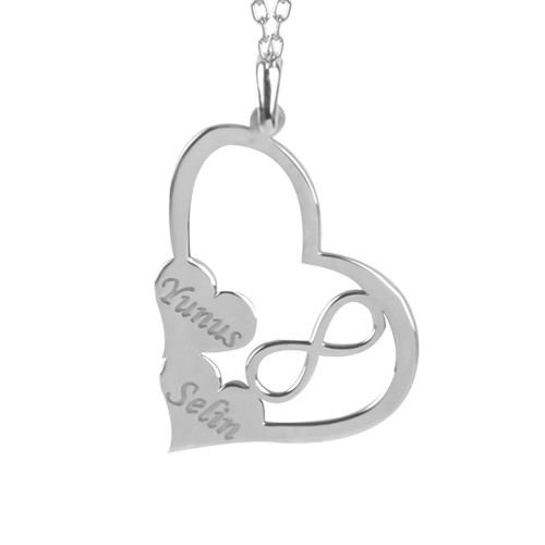 Glorria 925k Sterling Silver Personalized Name Heart Infinity Silver Necklace Glorria 925k Sterling Silver Personalized Name Heart Infinity Silver Necklace