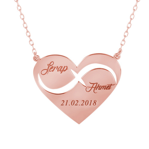 Glorria 925k Sterling Silver Personalized Name Dated Heart Silver Necklace Glorria 925k Sterling Silver Personalized Name Dated Heart Silver Necklace