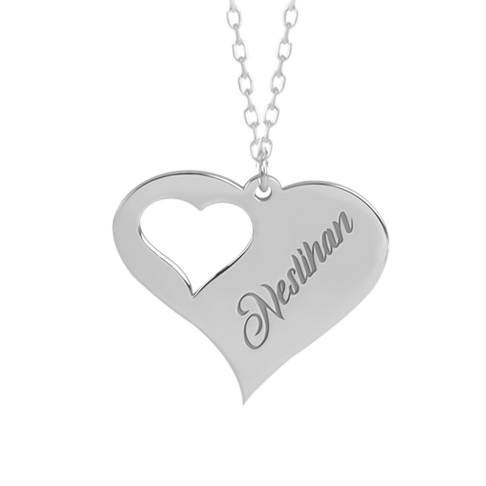 Glorria 925k Sterling Silver Personalized Name Heart Silver Necklace