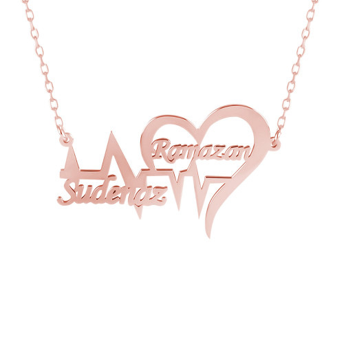 Glorria 925k Sterling Silver Personalized Name Heart Silver Necklace Glorria 925k Sterling Silver Personalized Name Heart Silver Necklace