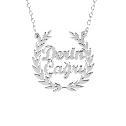 Glorria 925k Sterling Silver Personalized Name Leaf Silver Necklace Glorria 925k Sterling Silver Personalized Name Leaf Silver Necklace