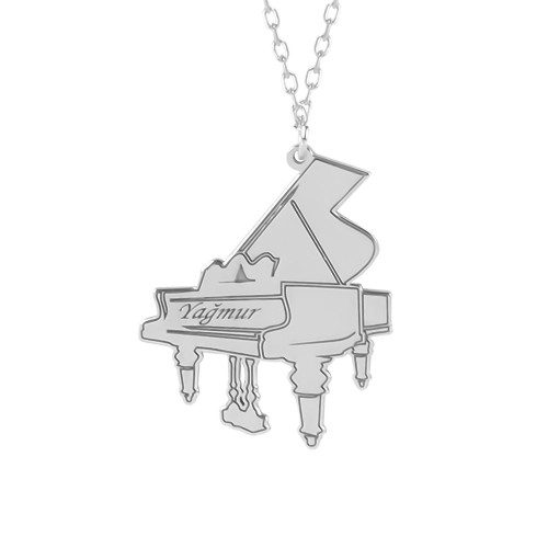 Glorria 925k Sterling Silver Personalized Name Piano Silver Necklace Glorria 925k Sterling Silver Personalized Name Piano Silver Necklace
